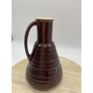 Vintage Marcrest Brown Stoneware Jug Pitcher Floral Oven Proof USA Kitchen